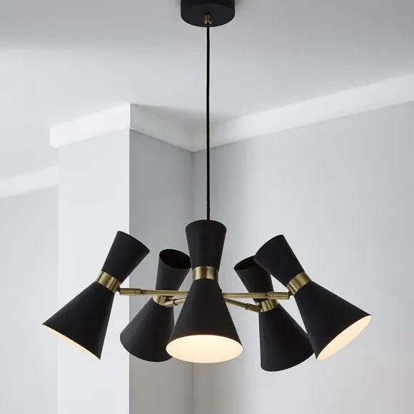 5-Light Semi Flush Ceiling Light - Black, Metal image