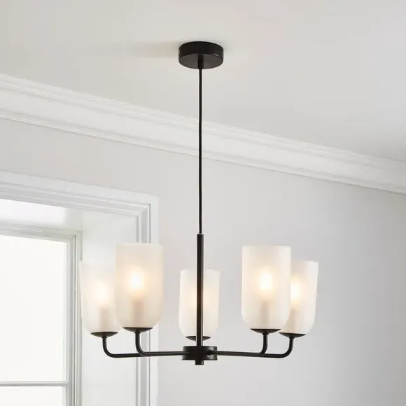 5-Light Semi Flush Ceiling Light - Black image
