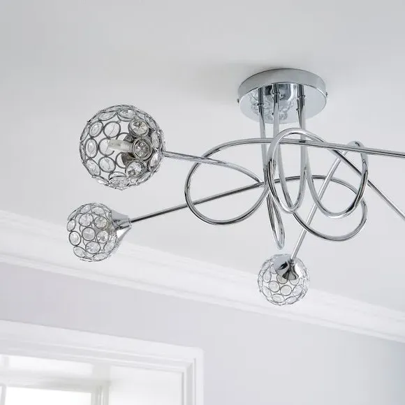 5-Light Semi Flush Ceiling Light - Chrome