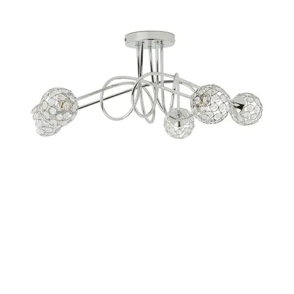 5-Light Semi Flush Ceiling Light - Chrome