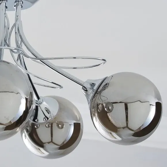 5-Light Semi Flush Ceiling Light - Chrome, Glass