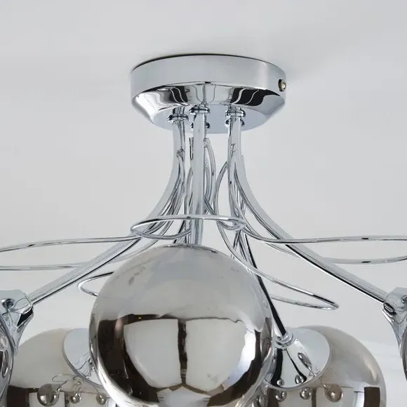 5-Light Semi Flush Ceiling Light - Chrome, Glass