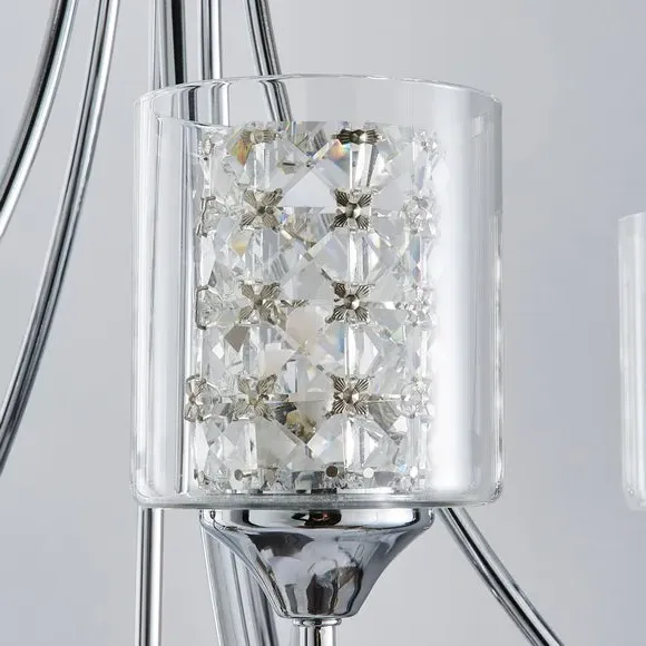 5-Light Semi Flush Ceiling Light - Chrome, Glass