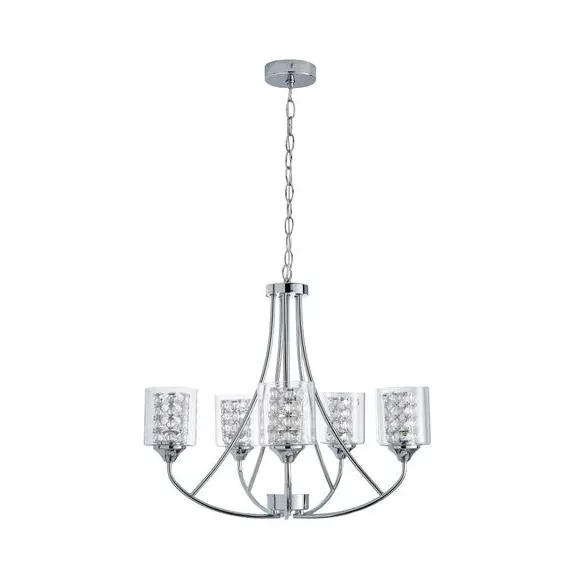 5-Light Semi Flush Ceiling Light - Chrome, Glass