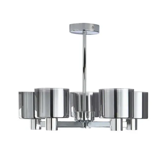 5-Light Semi Flush Ceiling Light - Grey, Metal