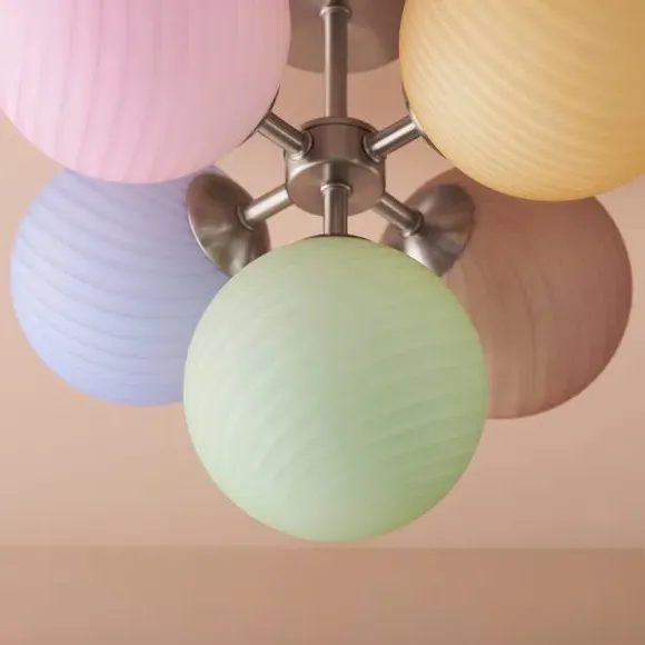 5-Light Semi Flush Ceiling Light - Multicolor, Glass