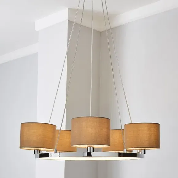 5-Light Semi Flush Ceiling Light - Natural, Fabric image