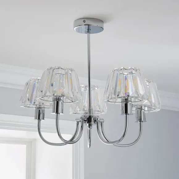 5-Light Semi Flush Ceiling Light - Silver, Chrome