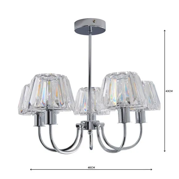 5-Light Semi Flush Ceiling Light - Silver, Chrome