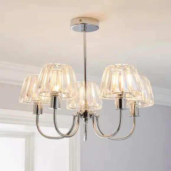 5-Light Semi Flush Ceiling Light - Silver, Chrome image
