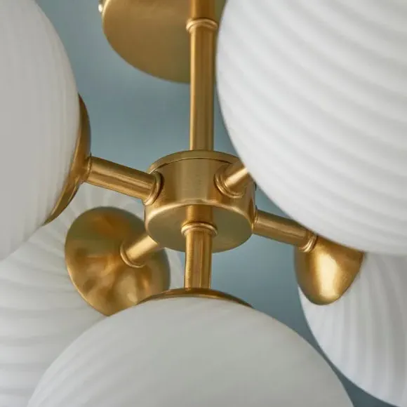 5-Light Semi Flush Ceiling Light - White, Glass