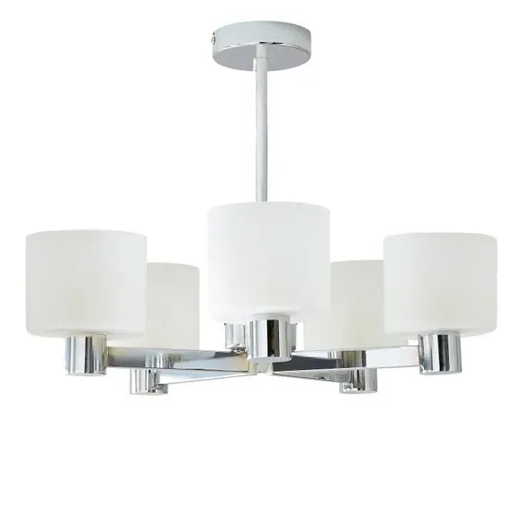 5-Light Semi Flush Ceiling Light - White, Metal
