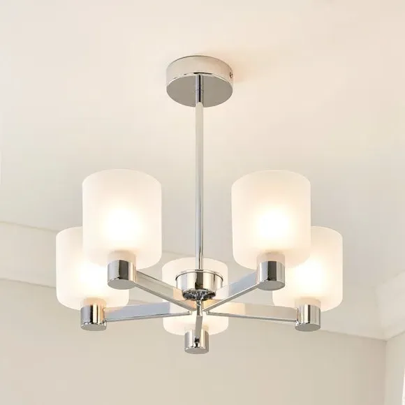5-Light Semi Flush Ceiling Light - White, Metal