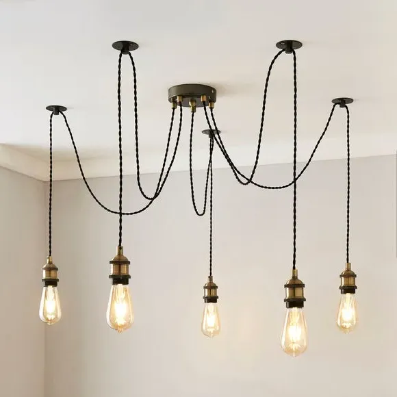 5-Light Spider Ceiling Light - Antique Brass image