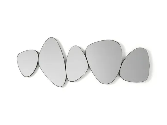 5-Panel Wall Mirror Pebble Design - Silver