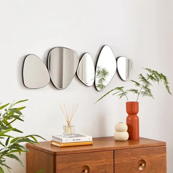 5-Panel Wall Mirror Pebble Design - Silver image