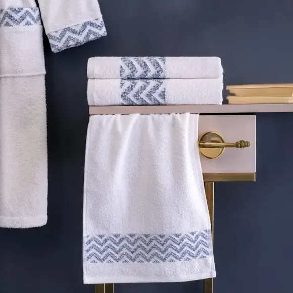 5-Piece Bathrobe & Towel Set - Blue, Cotton