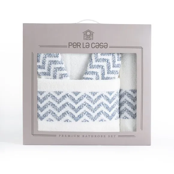 5-Piece Bathrobe & Towel Set - Blue, Cotton