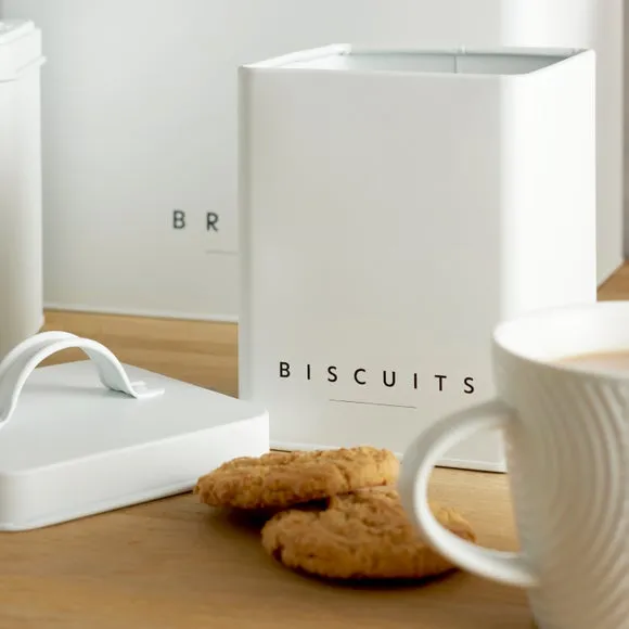 5-Piece Kitchen Canister Set - White, Steel