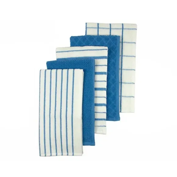 5-Piece Terry Tea Towel Set - Blue, Cotton image