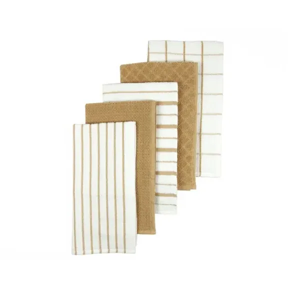 5-Piece Terry Tea Towel Set - Natural, Cotton