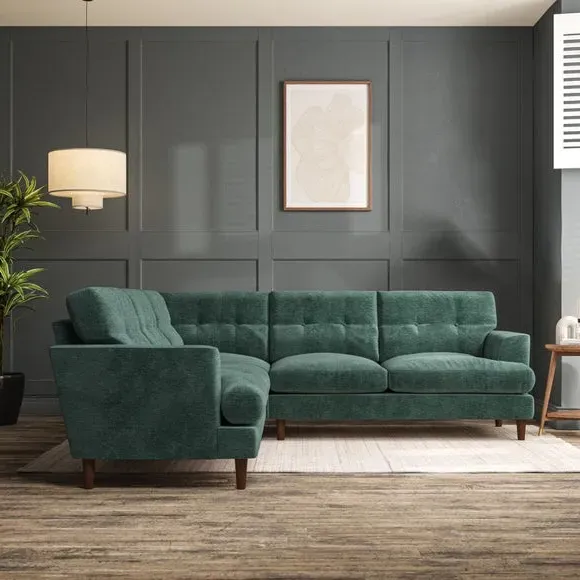 5-Seater Corner Sofa with High Legs - Blue