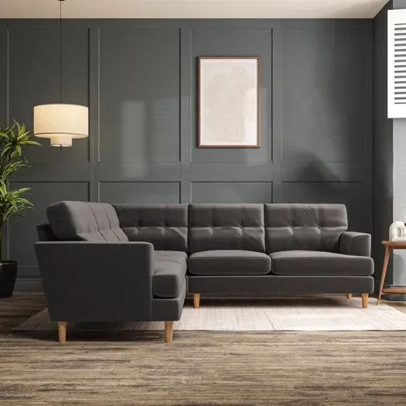5-Seater Corner Sofa with High Legs - Charcoal image