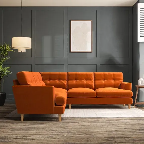 5-Seater Corner Sofa with High Legs - Ginger