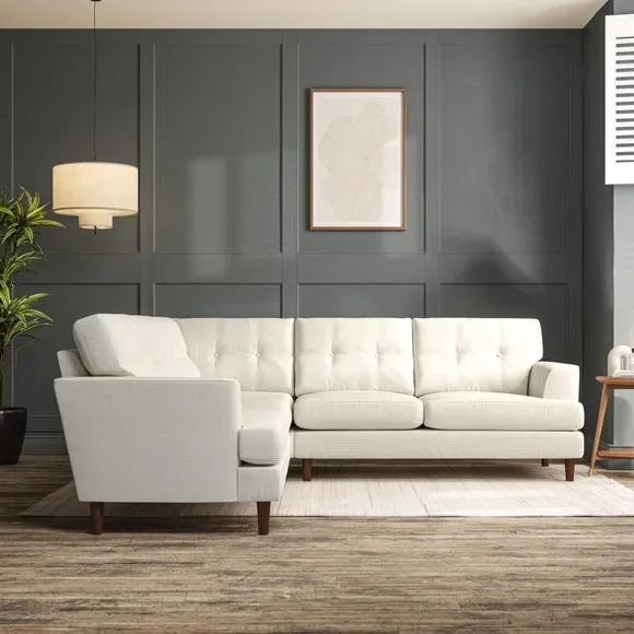 5-Seater Corner Sofa with High Legs - Ivory