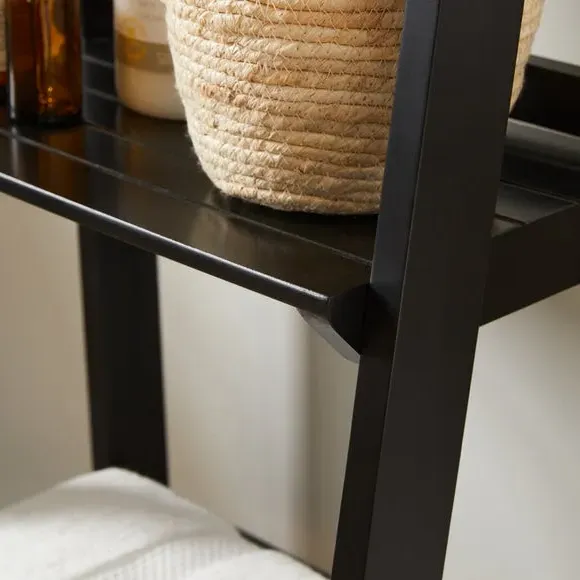 5-Shelf Ladder Shelves - Black, MDF