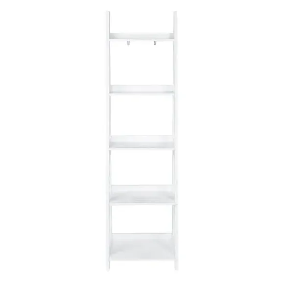 5-Shelf Ladder Shelves - White, MDF