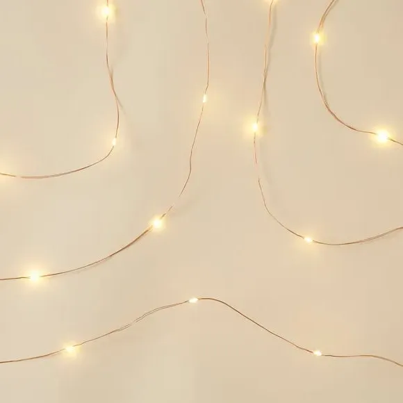 50 LED String Lights Battery Operated - Copper