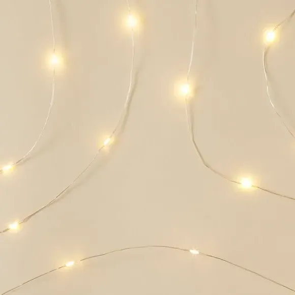 50 LED String Lights Battery Operated - Silver