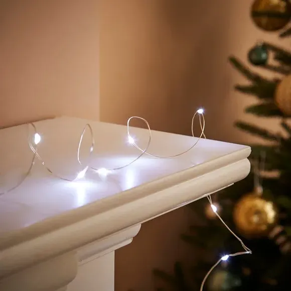 50 LED String Lights Battery Operated - White