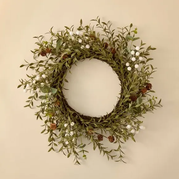 55cm Artificial Mistletoe Wreath - Green