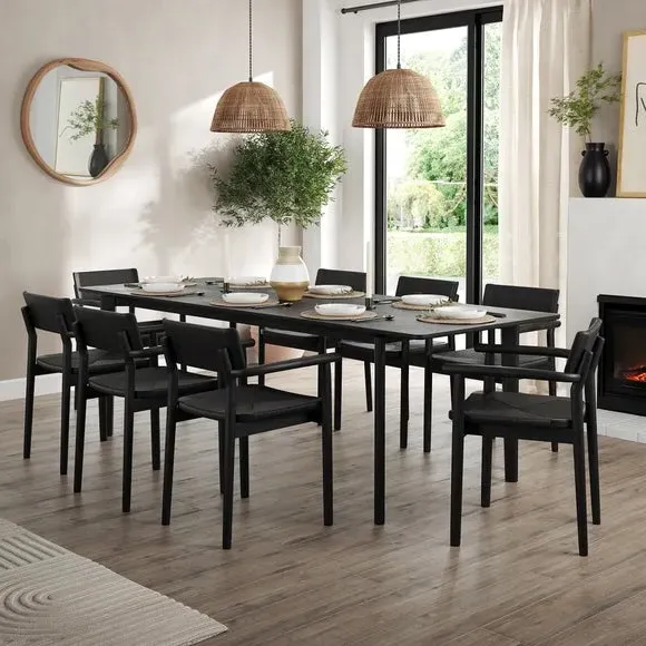6-8 Seater Extendable Dining Table - Black Oak