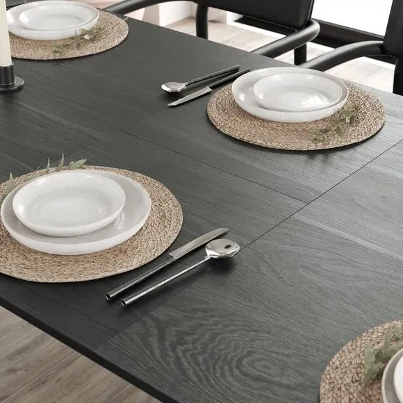 6-8 Seater Extendable Dining Table - Black Oak
