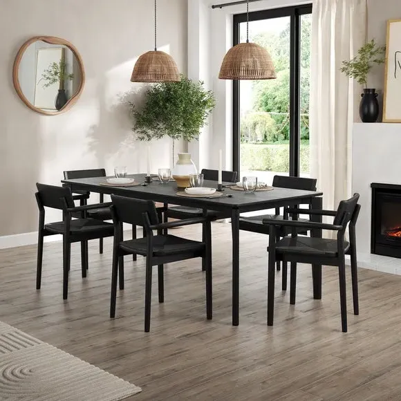 6-8 Seater Extendable Dining Table - Black Oak image