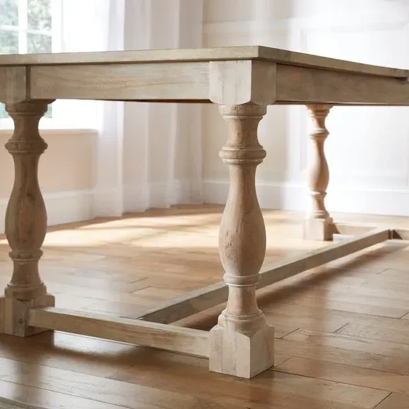 6-8 Seater Extendable Dining Table - Whitewash, Mango