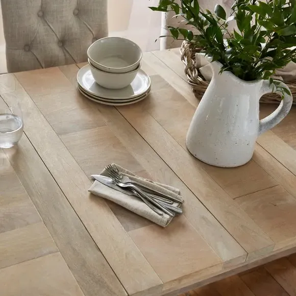 6-8 Seater Extendable Dining Table - Whitewash, Mango