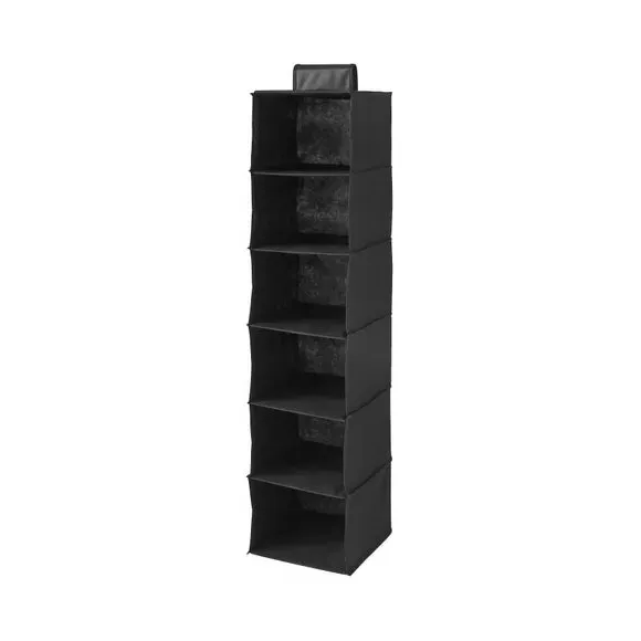 6-Compartment Hanging Organiser - Black, Fabric