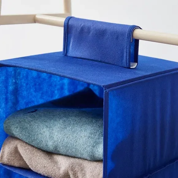 6-Compartment Hanging Organiser - Blue, Fabric