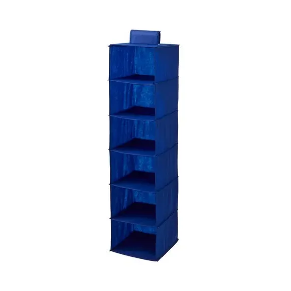6-Compartment Hanging Organiser - Blue, Fabric