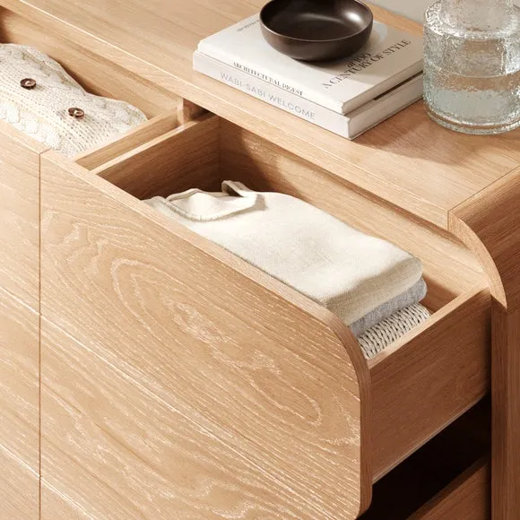 6-Drawer Chest with Curved Details - Light Oak