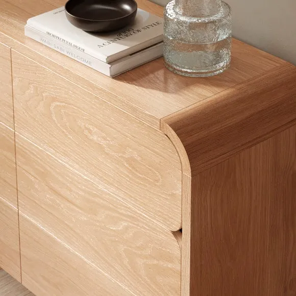 6-Drawer Chest with Curved Details - Light Oak