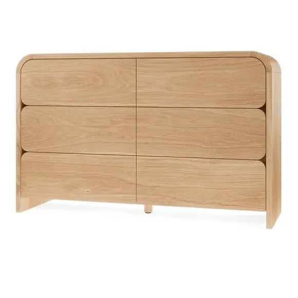 6-Drawer Chest with Curved Details - Light Oak