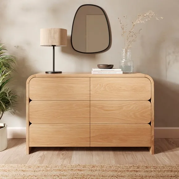 6-Drawer Chest with Curved Details - Light Oak image