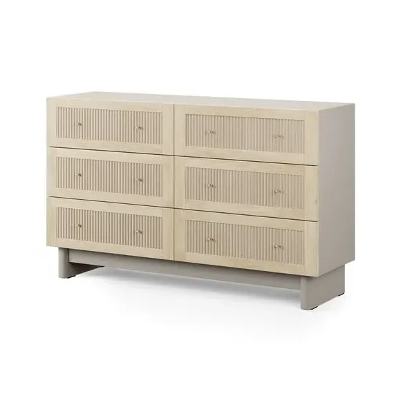6-Drawer Chest with Gold Handles - Light Oak