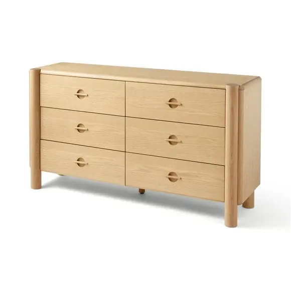 6-Drawer Chest with Groove Handles - Whitewash
