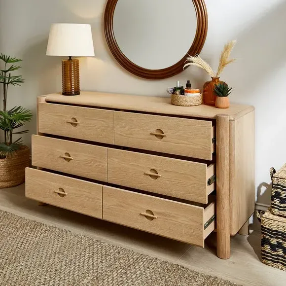 6-Drawer Chest with Groove Handles - Whitewash